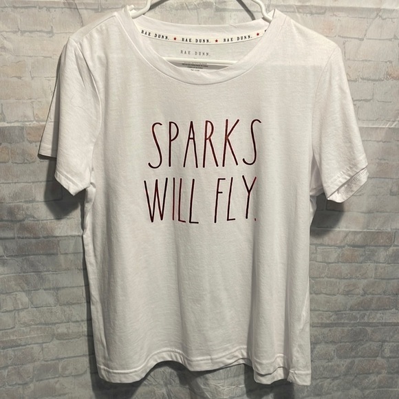 RAE Dunn Sparks Will Fly T shirt, medium.  NWOT. Clean, steamed, good condition - Picture 1 of 9